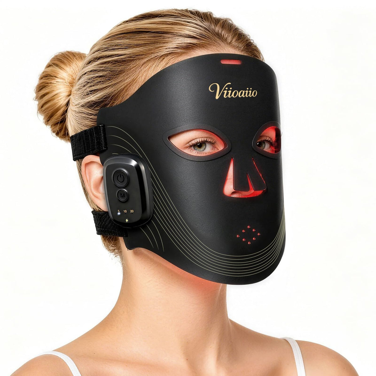 Wireless LED Light Therapy Face Mask, 850nm NIR 4in1 Modes 336 LEDs, 33mW/cm Power Red Light Therapy Face Mask with 2000mAh Re