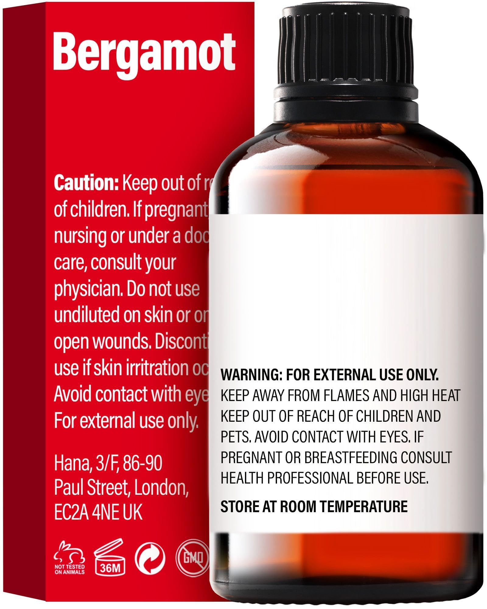 Hana Bergamot Essential Oil - 100% Pure and Natural Bergamot Oil for Diffuser, Hair, Shampoo, Skin and Aromatherapy - With a Fre