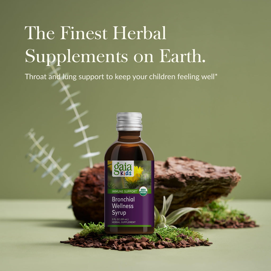 Gaia Kids Bronchial Wellness Syrup - Immune Support Supplement - Overall Throat & Lung Health Support - Certified Organic Formul