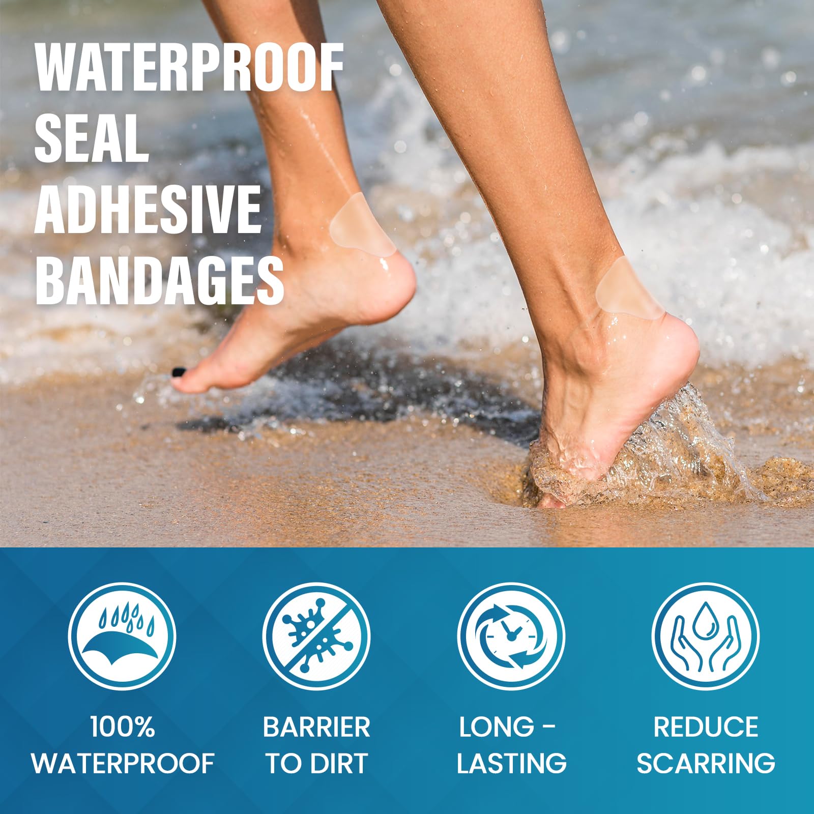 Kimihome Hydrocolloid Blister Bandages for Feet, Blister Pads for Prevention & Recovery, Travel Essentials, Thin, Flexible and N
