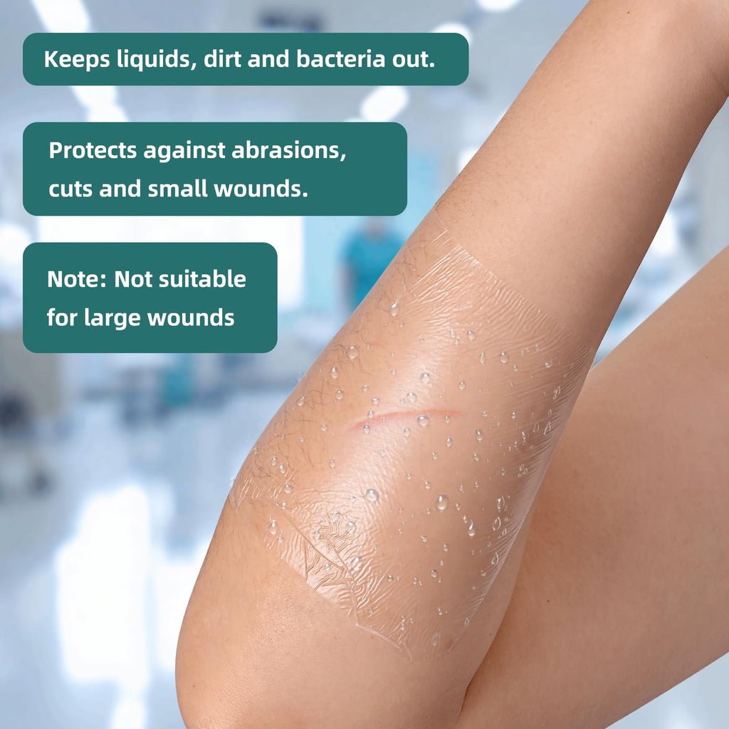 20 Pack Transparent Film Dressing, 4 in x 4.75 in Waterproof Wound Bandage Adhesive Patches for Post Surgical Shower, Transparen