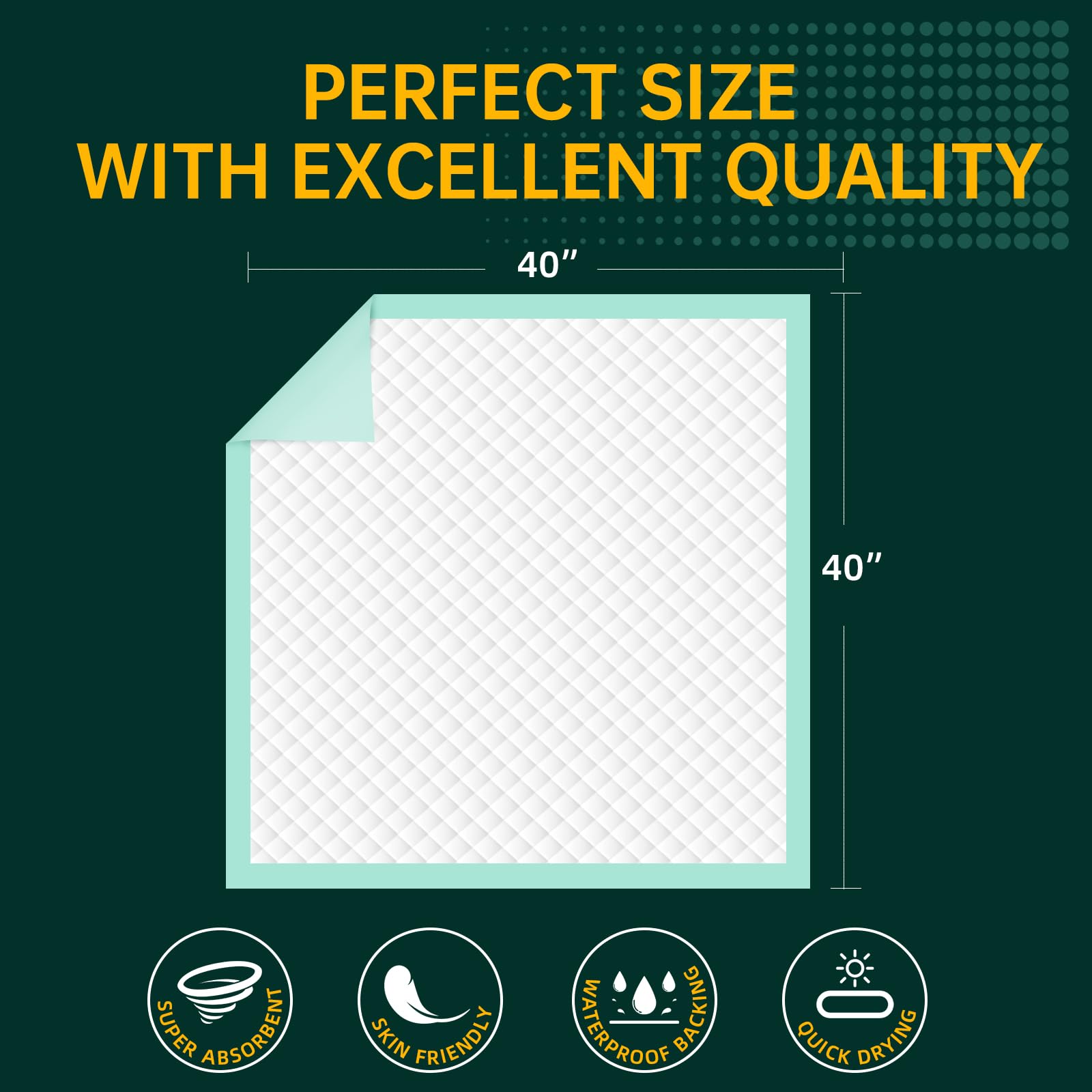 MILDPLUS Disposable Bed Pads 40X40 Extra Large Pee Pads for Incontinence 140 Gram Heavy Duty Super Absorbent Underpads Waterproo