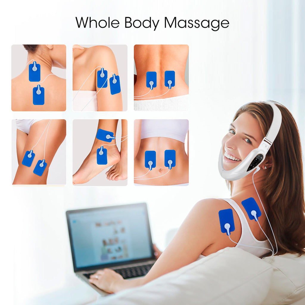 4 in 1 Massager for Face, Facial Sculpting Device for Double Chin, Reduces Sagging Skin, Remote Control Operation with 5 Modes,