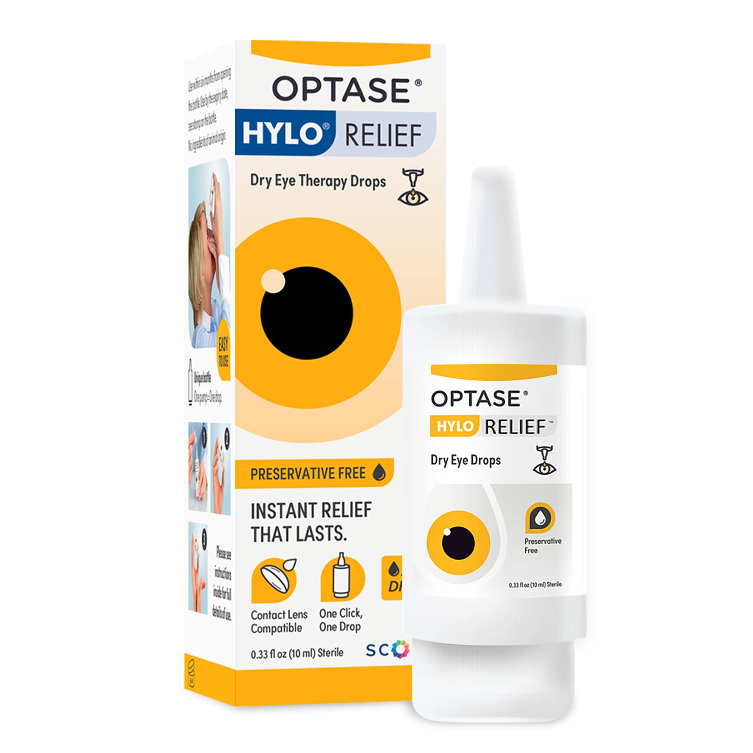 OPTASE HYLO Relief Dry Eye Drops - Fast-Acting Preservative Free Drops with Patented HYLO Delivery System - Artificial Tears for
