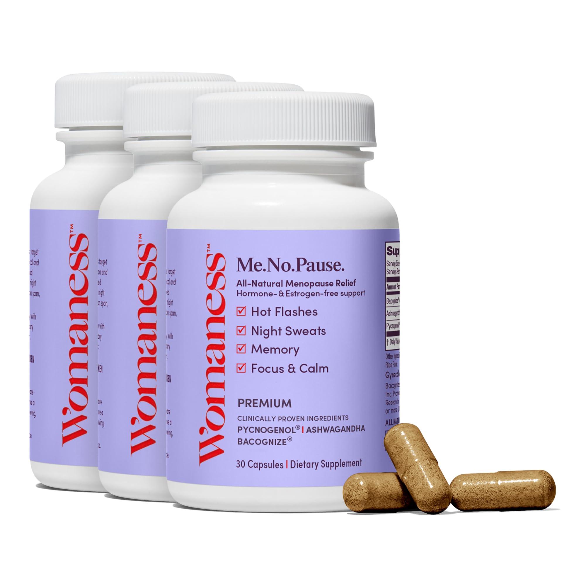 Womaness Menopause Supplements for Women - Perimenopause & Menopause Relief for Hot Flashes, Night Sweats, Vaginal Dryness, Brai