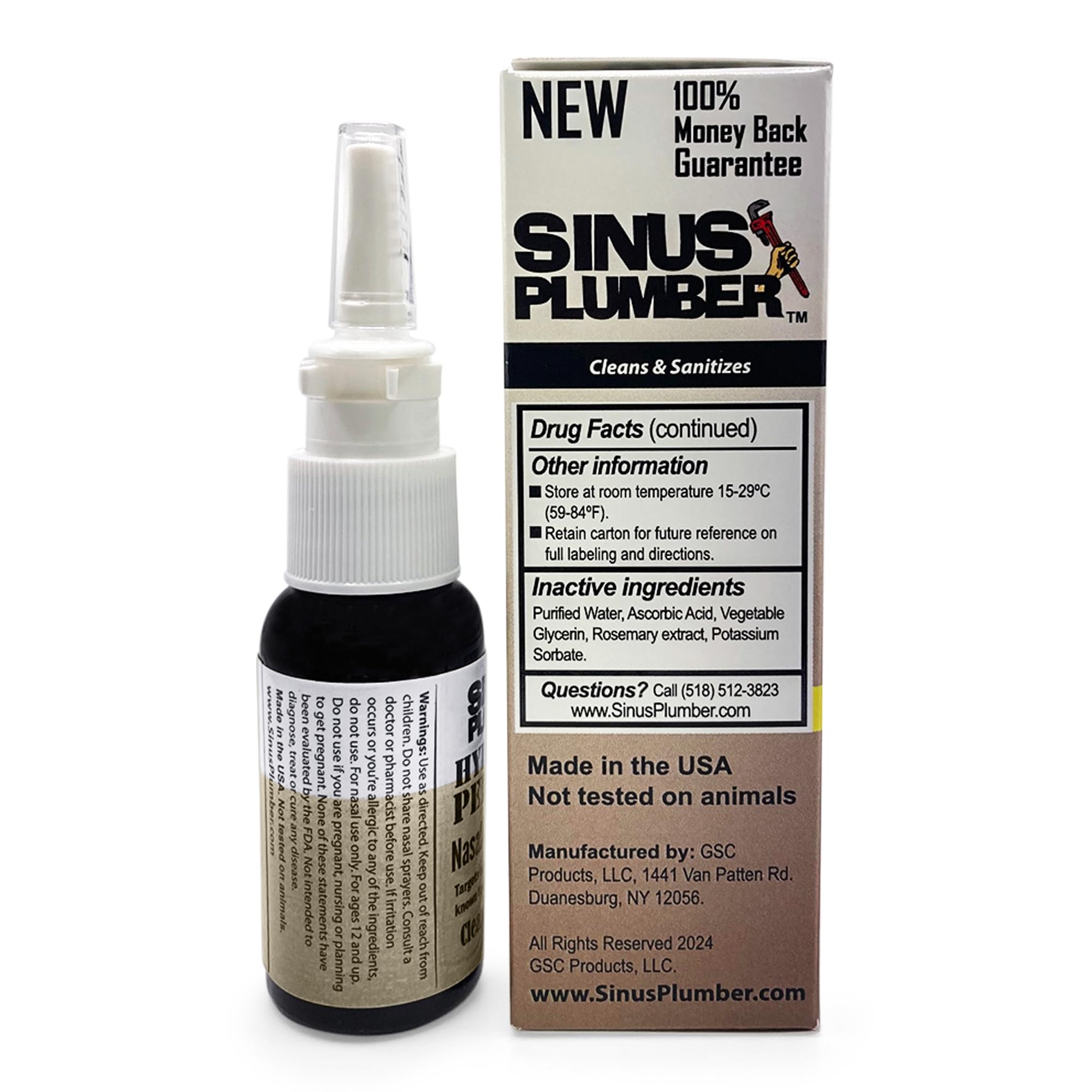 Sinus Plumber Hydrogen Peroxide Nasal Hygiene Mist - Deep Cleans Nose from Airborne Particles for Immune Defense