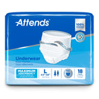 Attends Protective Underwear with DermaDry Technology for Adult Incontinence Care, Unisex, Large, White, 72 Count, Pack of 4