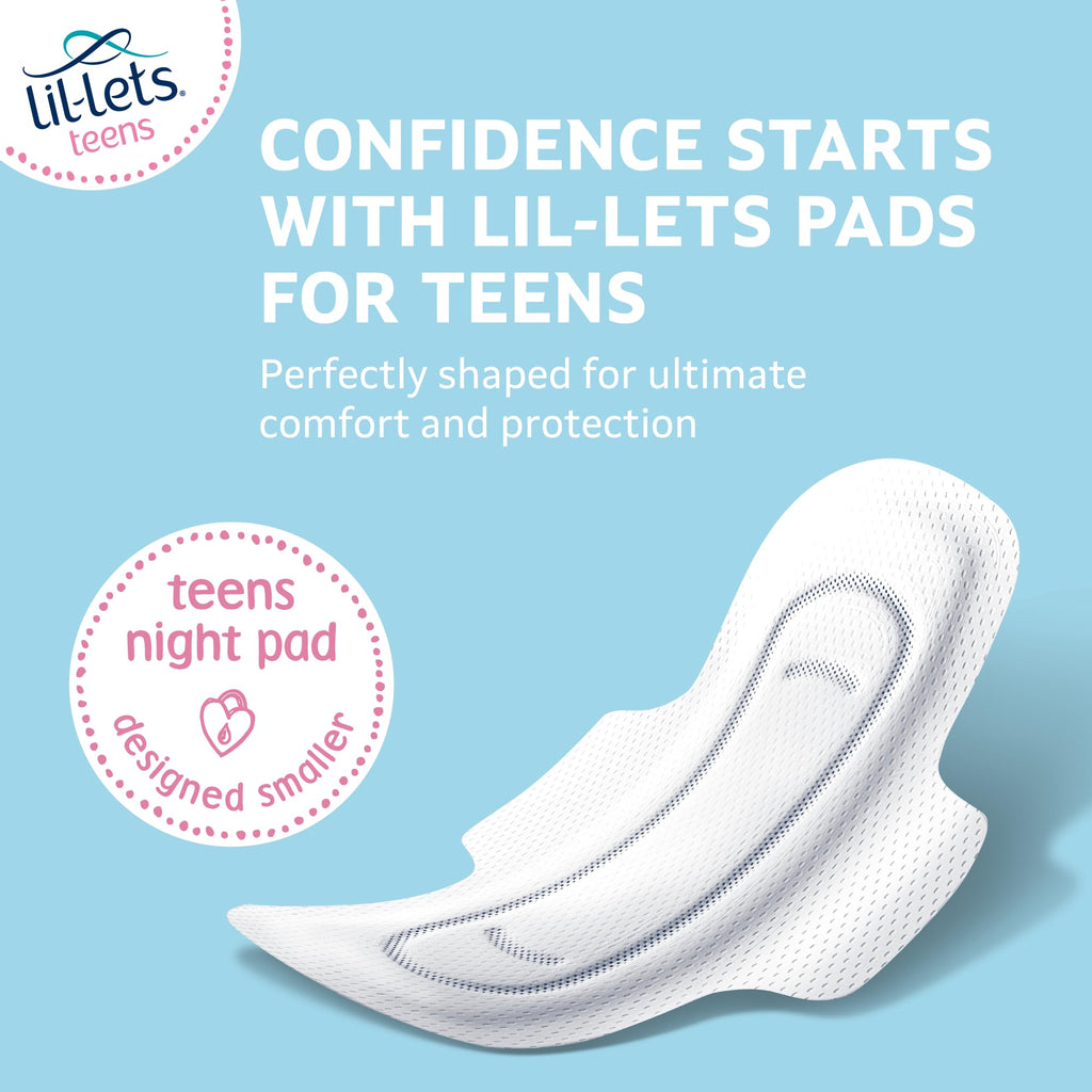 Lil-Lets Teens Night Pads with Wings - 50 Count Period Pads - Thin, Super Absorbent Sanitary Napkins, Soft & Breathable, Fragran