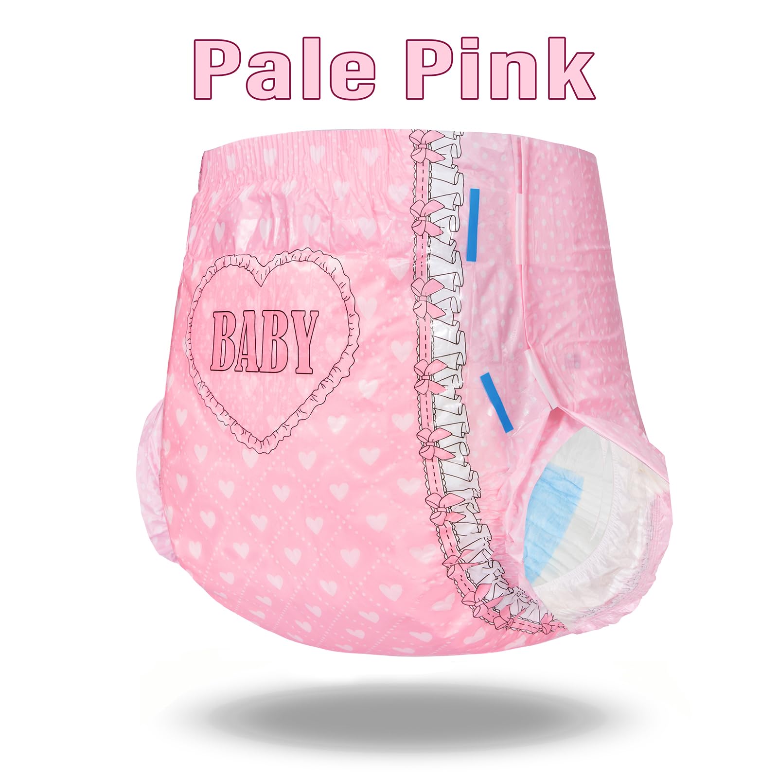 Littleforbig Printed Adult Brief Diapers 10 Pieces - Blushing Baby Pale Pink (Medium 28-38)