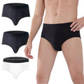 AIRCUTE Men Urinary Incontinence Underwear Washable Super Absorbency Briefs for Bladder Leak 160 ML 3 Pack (Black-Black-White, L