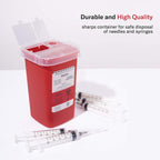Alcedo Sharps Container for Home Use and Professional 1 Quart (3-Pack) | Biohazard Needle and Syringe Disposal | Small Portable
