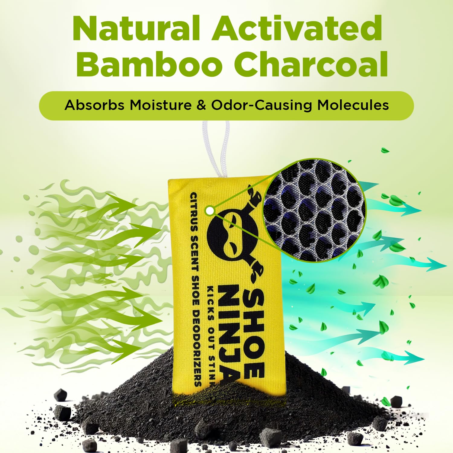 Shoe Ninja Shoe Deodorizer - Shoe Odor Elimination with Activated Charcoal, Versatile and Reusable Shoe Smell Remover, Boxing Gl