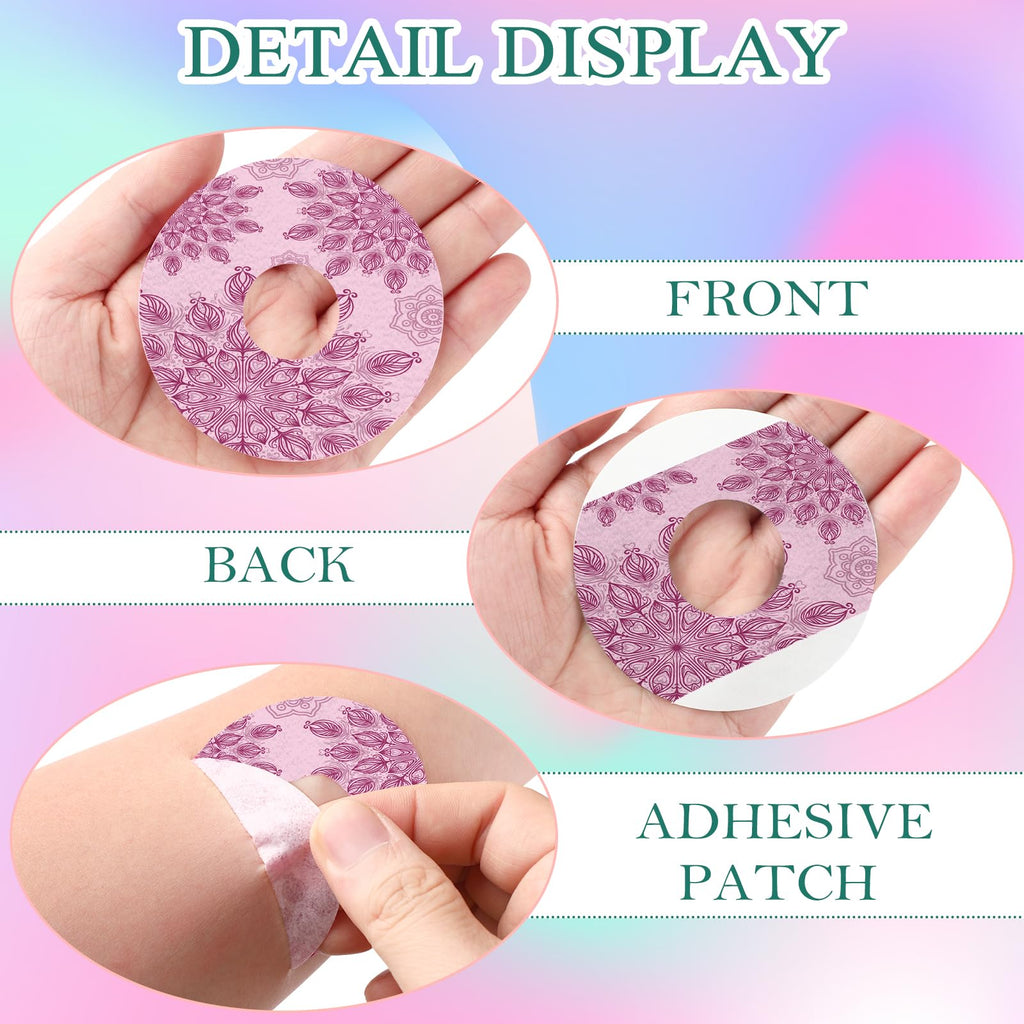 TrelaCo 36 Pcs Adhesive Patches Compatible with Libre 2 Waterproof Overpatches Breathable Colorful Mandala Floral Pre Cut Cover