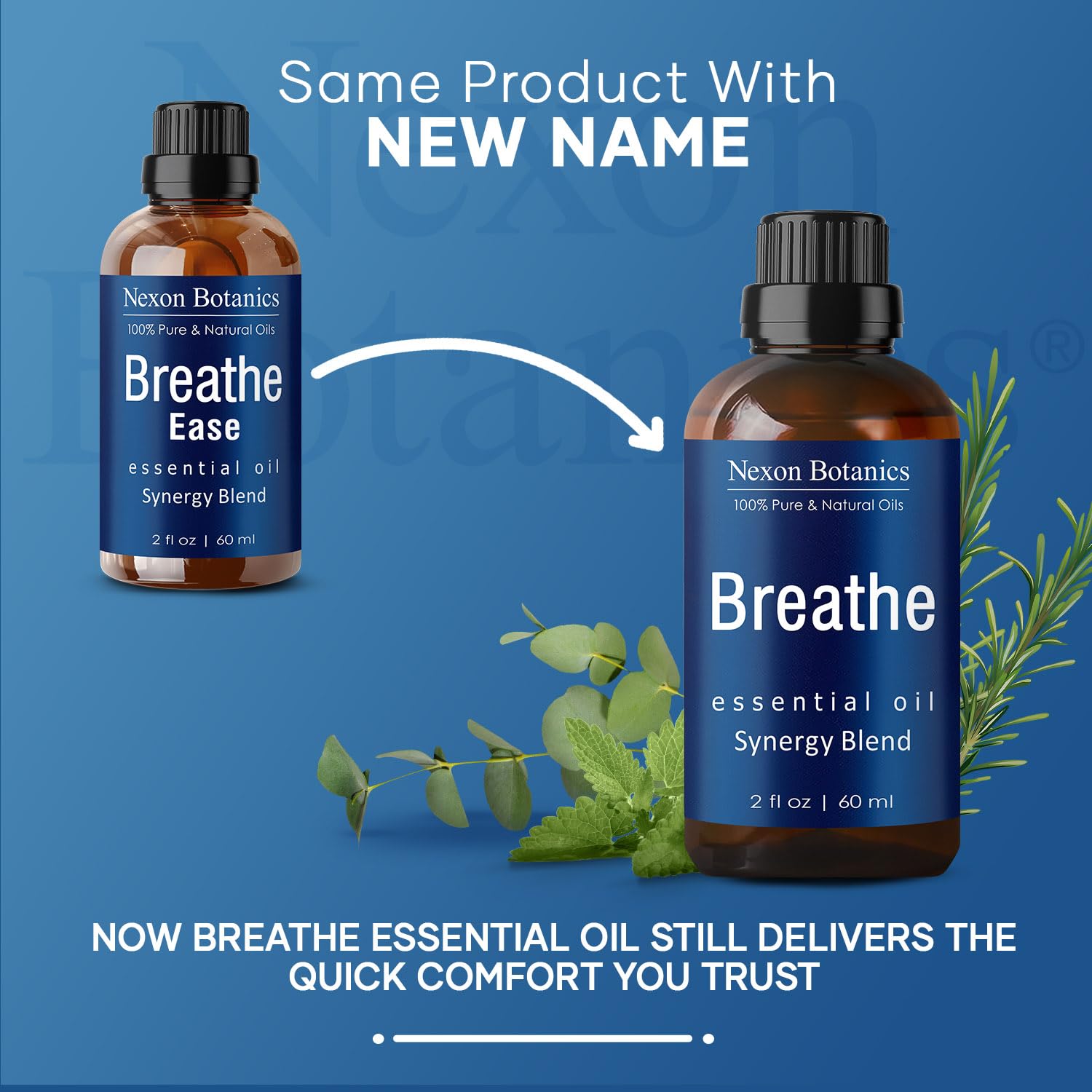 Breathe Essential Oil Blend 60 ml - Breath Sinus Relief with Menthol Oils - for Humidifiers, Diffusers, and Aromatherapy - Nexon