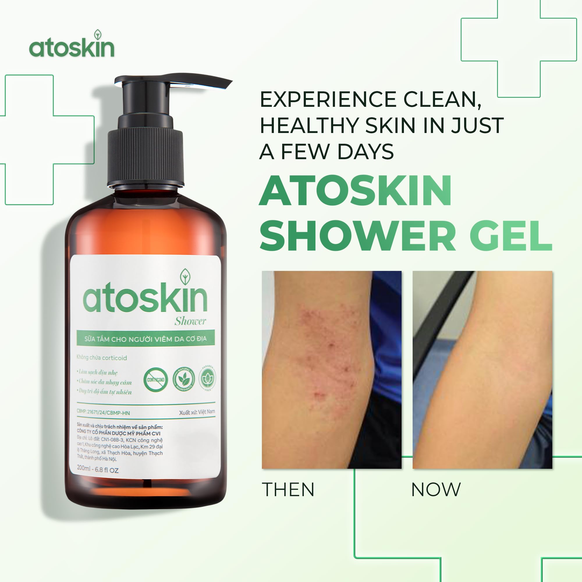 Atoskin Shower & Serum - for Eczema, Psoriasis, Dry, Itchy Skin - with RicoBio JA7 is a Natural Herbal Extract.