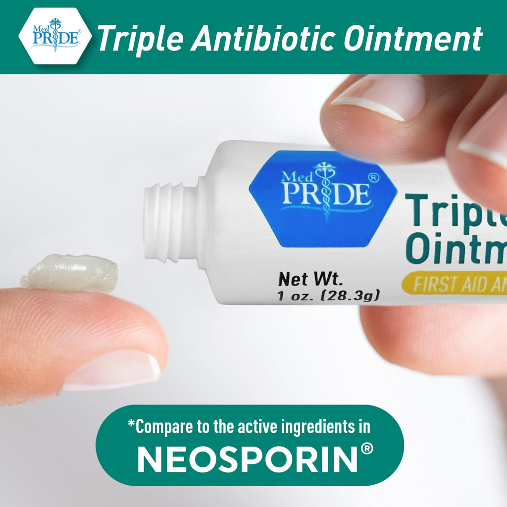 MED Pride Triple Antibiotic Pride Ointment Tube 1 Oz 4-Pack, First Aid for Minor Wounds, Scratches, Abrasions, with Zinc, Neomyc