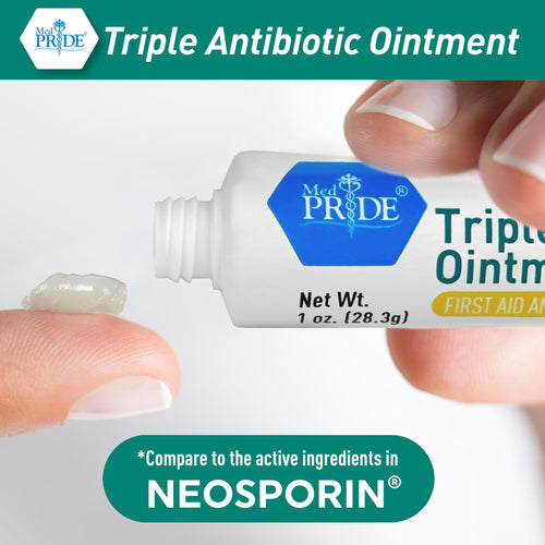 MED Pride Triple Antibiotic Pride Ointment Tube 1 Oz 4-Pack, First Aid for Minor Wounds, Scratches, Abrasions, with Zinc, Neomyc