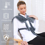 Vofuoti Heating Pad for Neck and Shoulders, Portable Cordless Heating Pad with Massager and Battery, Weighted Electric Heated Ne