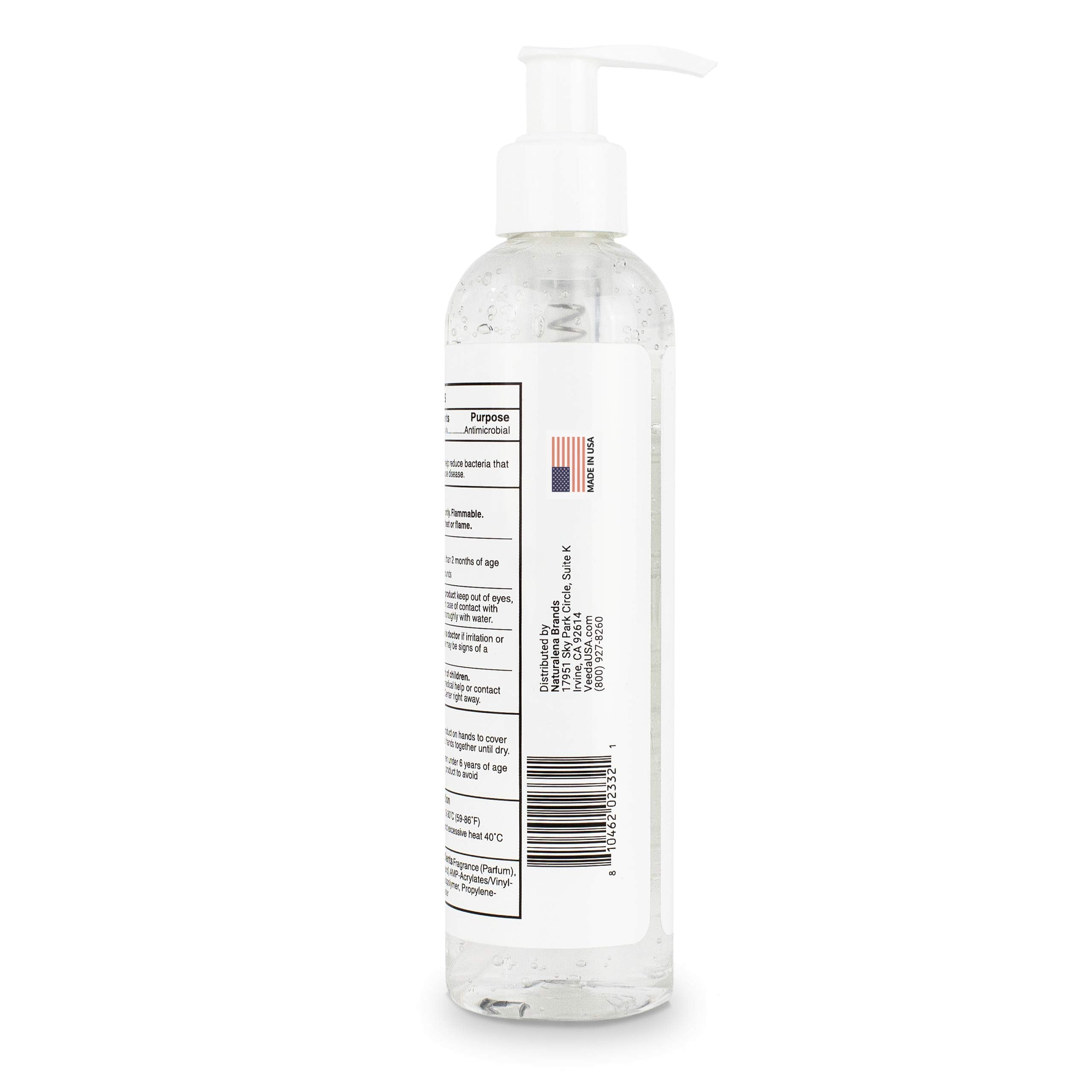 Veeda Hand Sanitizer with Lemon Zest Scent - Moisturizing Clear Gel with Vitamin E & Antimicrobial Formula- Contains 70% Ethyl A