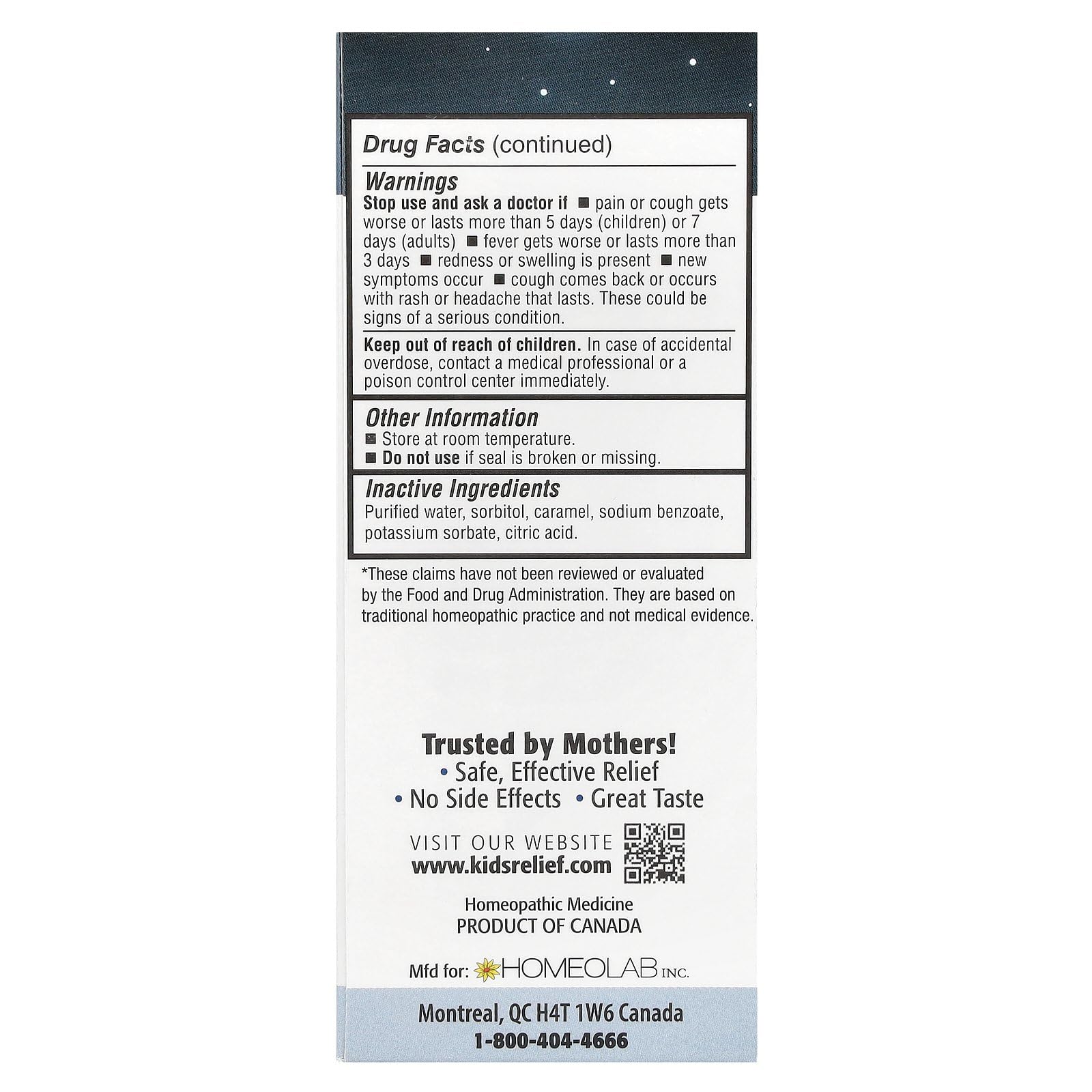 kids Relief Cough & Cold Syrup Nighttime Formula 3.4oz