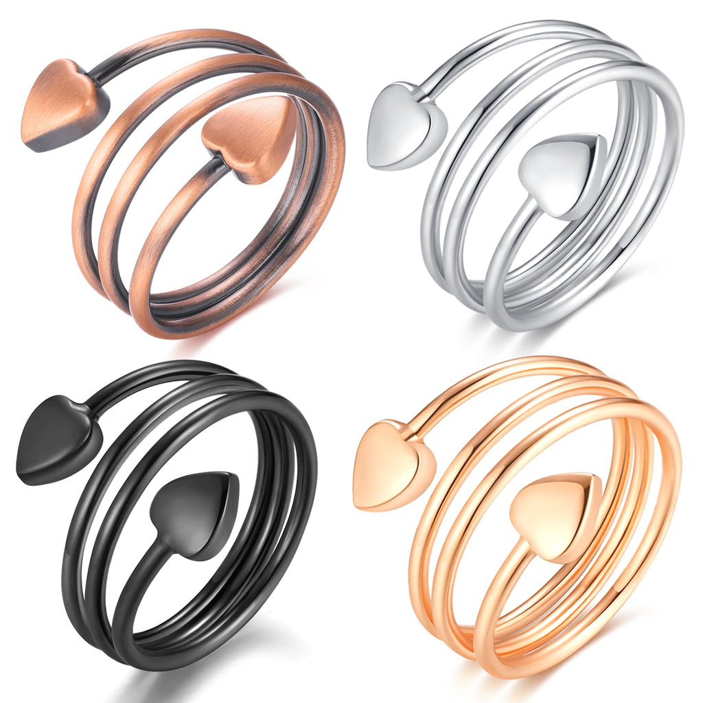 Vicmag Copper Magnetic Ring for Women, Magnetic Rings Ladies Fingers Thumb 100% Solid Pure Copper Jewelry Gift Adjustable(4PCS R