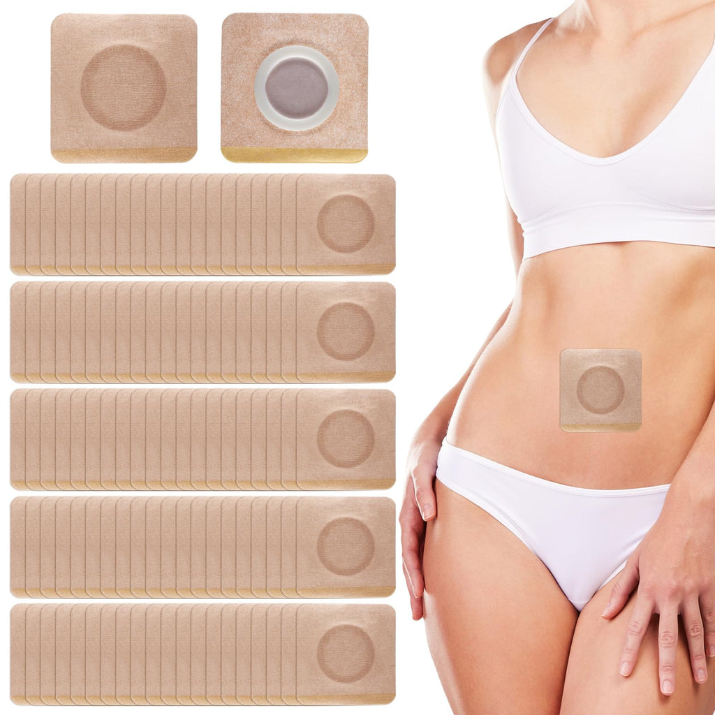 YUXIANLB 100PCS Disposable Castor Oil Pack Wrap for Belly Button Anti-Leakage Belly Patch Organic Cotton Castor Oil Patches Anti