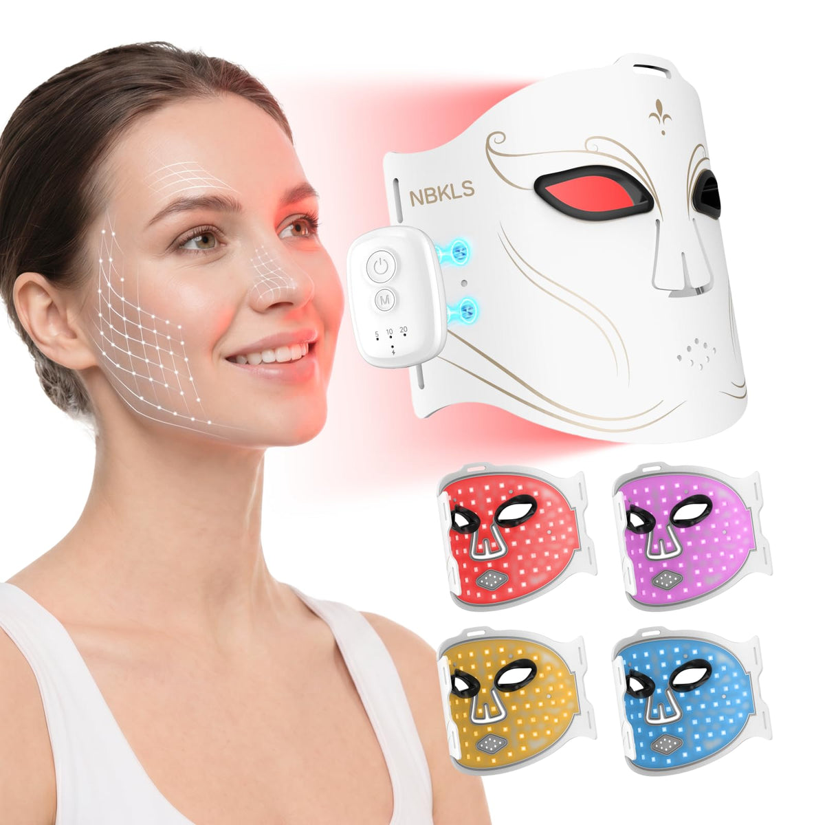 Red Light Therapy Mask for Face Acne Wrinkles, 400 LEDs Light Therapy Mask