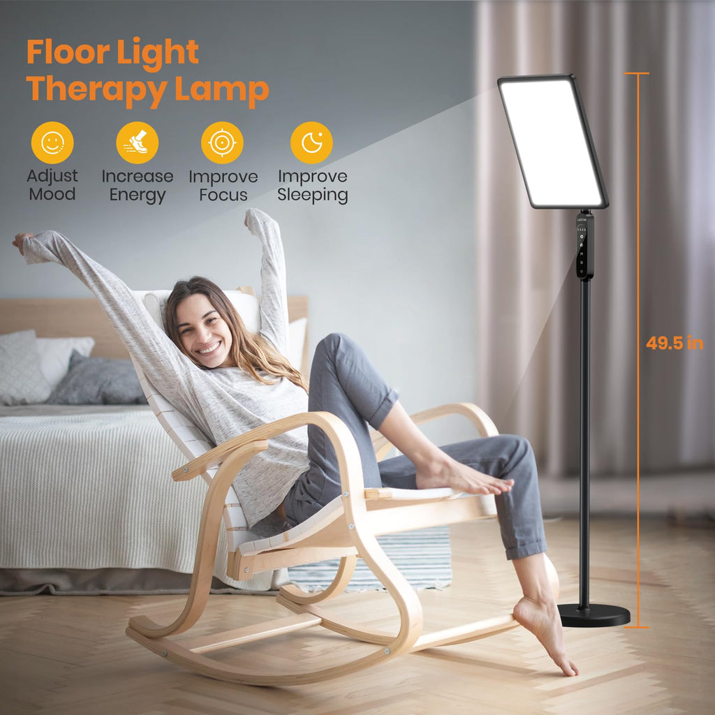 LASTAR Light Therapy Lamp, 12000LUX Therapy Light Full Spectrum Sun Lamp,Remote Control/4 Color Temperature/5 Brightness/4 Timer