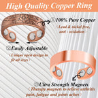 Cigmag 4PCS Copper Rings for Women, 99.99% Pure Copper Magnetic Ring Strong Magnets, Adjustable Thumb Finger Ring with Jewelry G