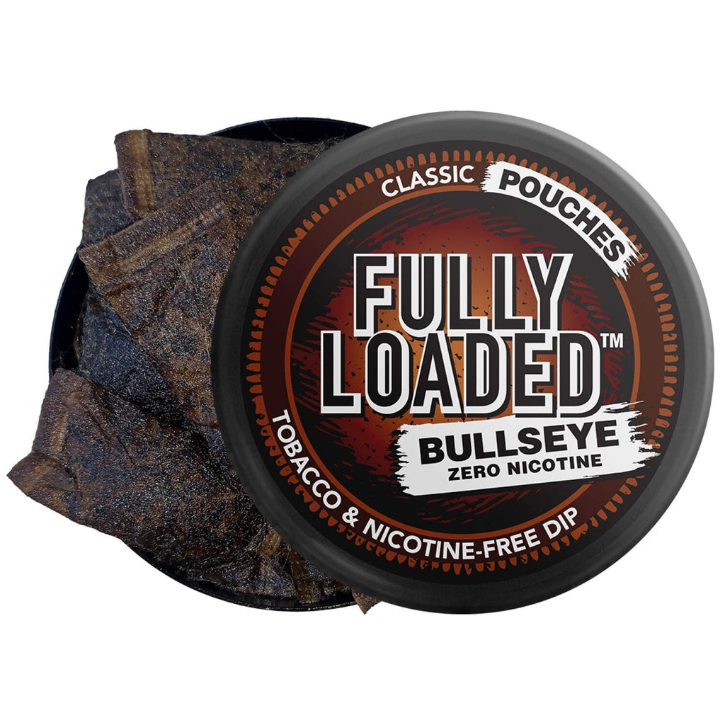 Fully Loaded Chew Tobacco and Nicotine Free Classic Bullseye Pouches Signature Flavor, Chewing Alternative-5 Cans