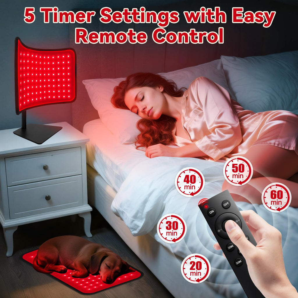 Red Light Therapy for Face Body, 2-in-1 Red Light Panel Device with Belt, 660nm & 850nm Near Infrared Light Therapy Lamp with Re