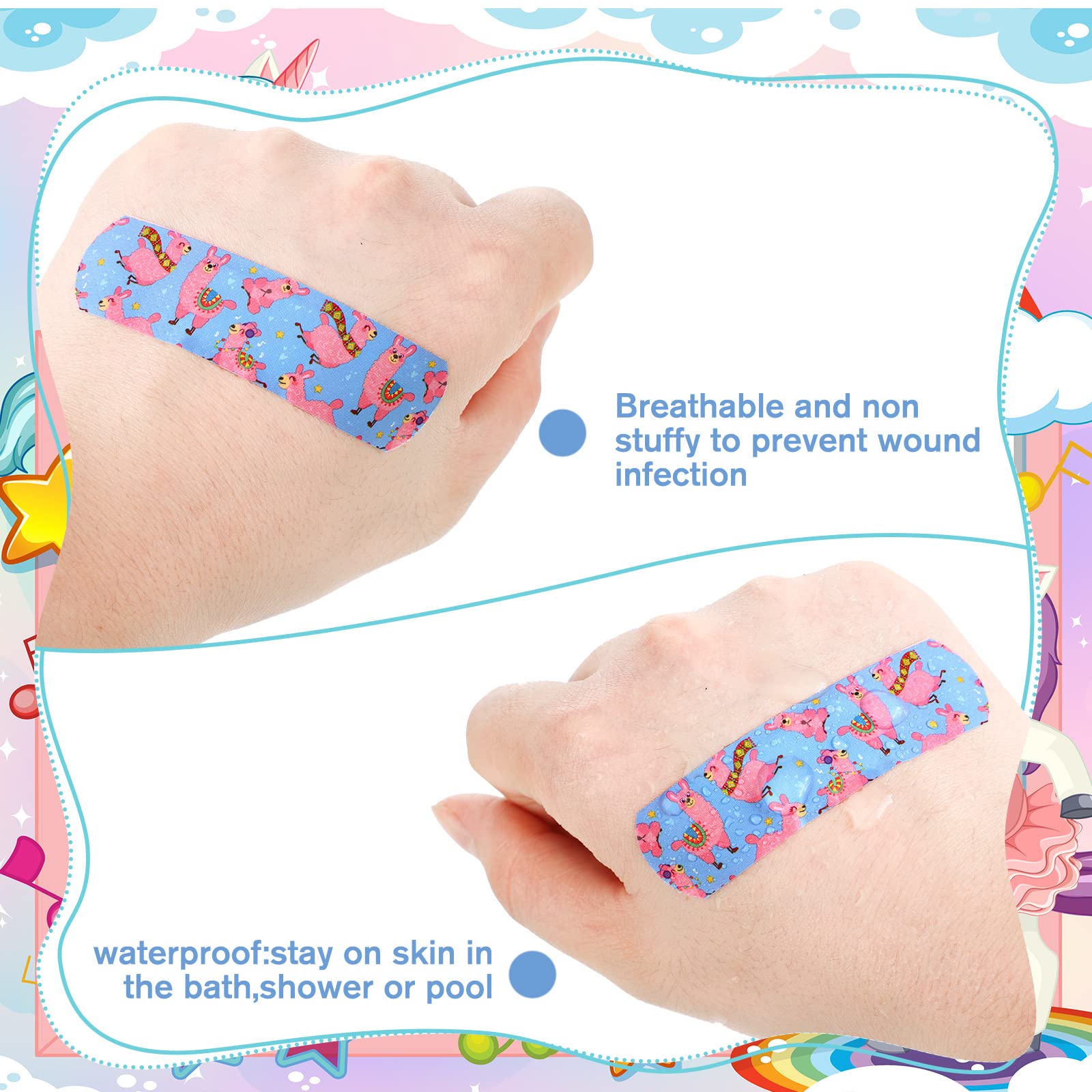 300 Pcs 10 Styles Kids Cartoon Bandages Adhesive Flexible Colorful Cute Bandages Waterproof Breathable Protect Scrapes and Cuts