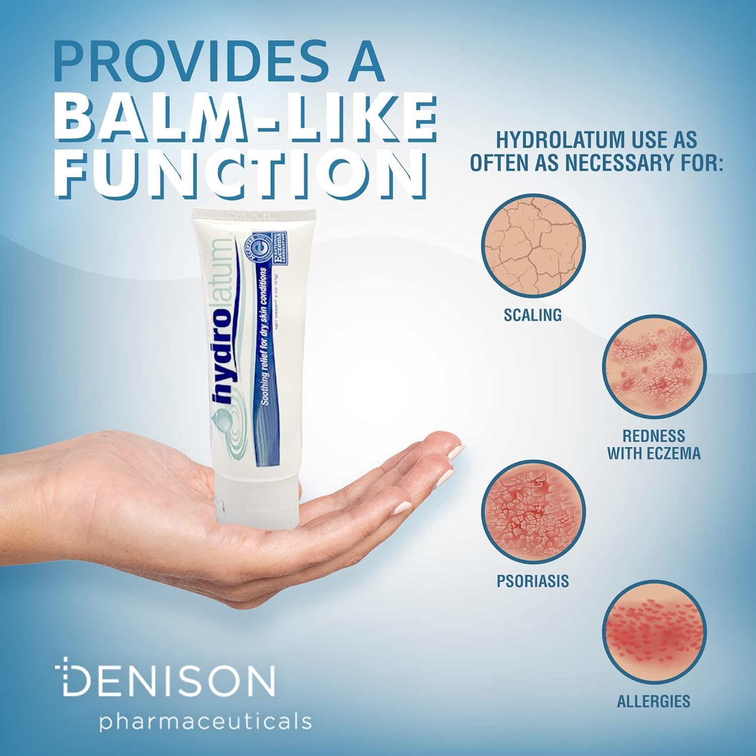 Hydrolatum Dry Skin Cream - Hydrating Moisturizer for Sensitive & Extra Dry, Nourishing Body Lotion for Men & Women - 2oz