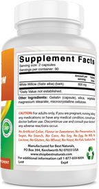 Best Naturals White Willow Bark 400 mg 180 Capsules
