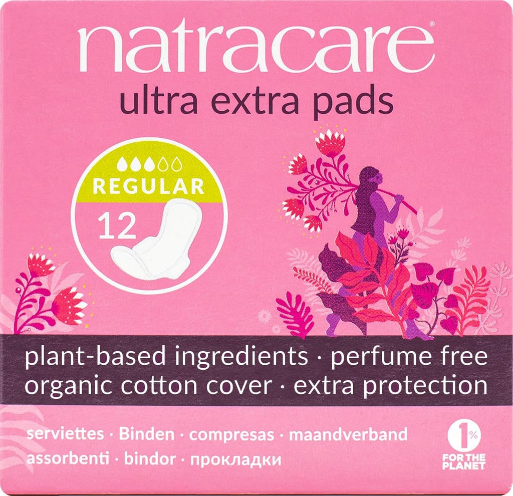 Cool Comfort Pads and Shields Ultra Extra Pads Normal With Wings, 12 Count by Natracare (Pack of 3)3