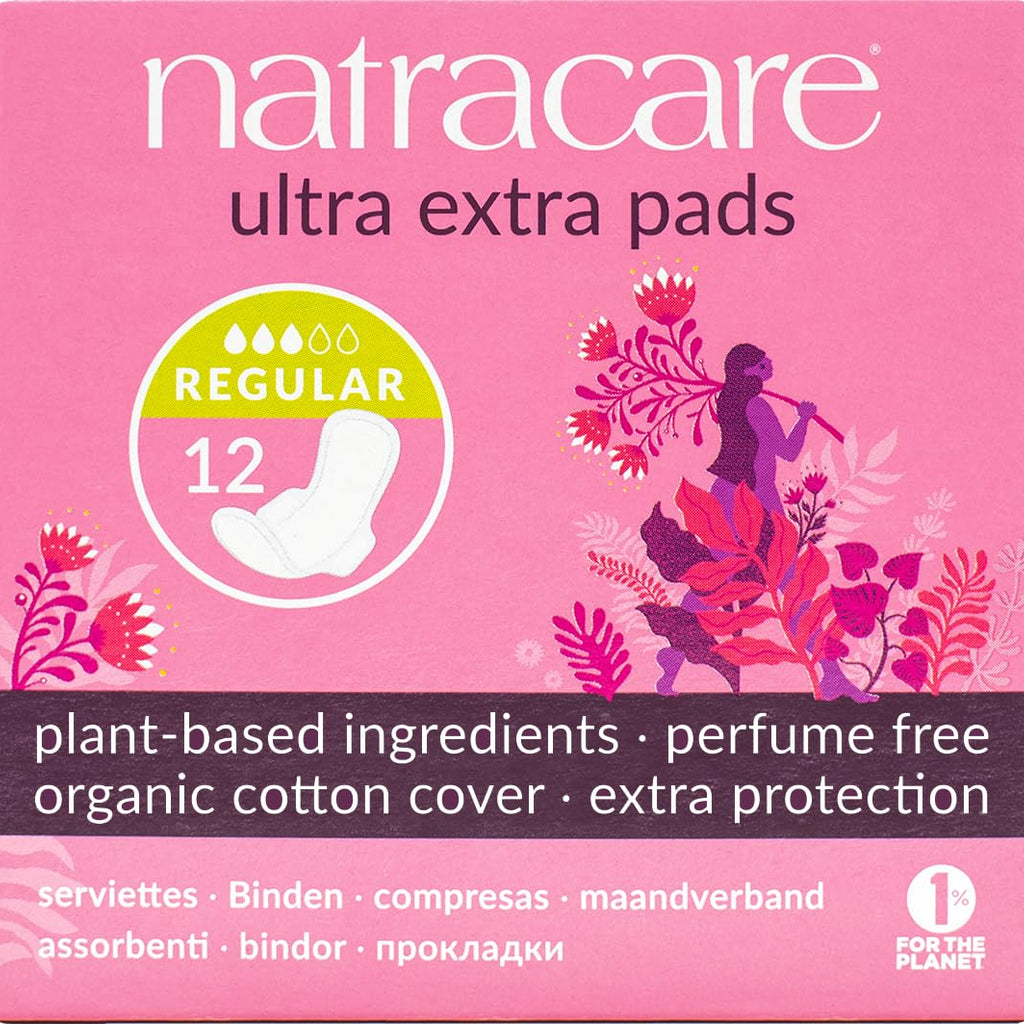 Cool Comfort Pads and Shields Ultra Extra Pads Normal With Wings, 12 Count by Natracare (Pack of 3)3