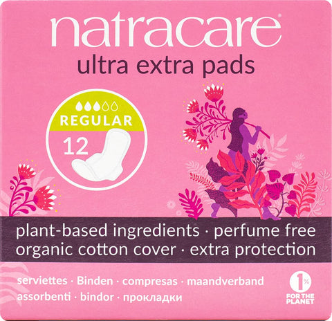 Cool Comfort Pads and Shields Ultra Extra Pads Normal With Wings, 12 Count by Natracare (Pack of 3)3
