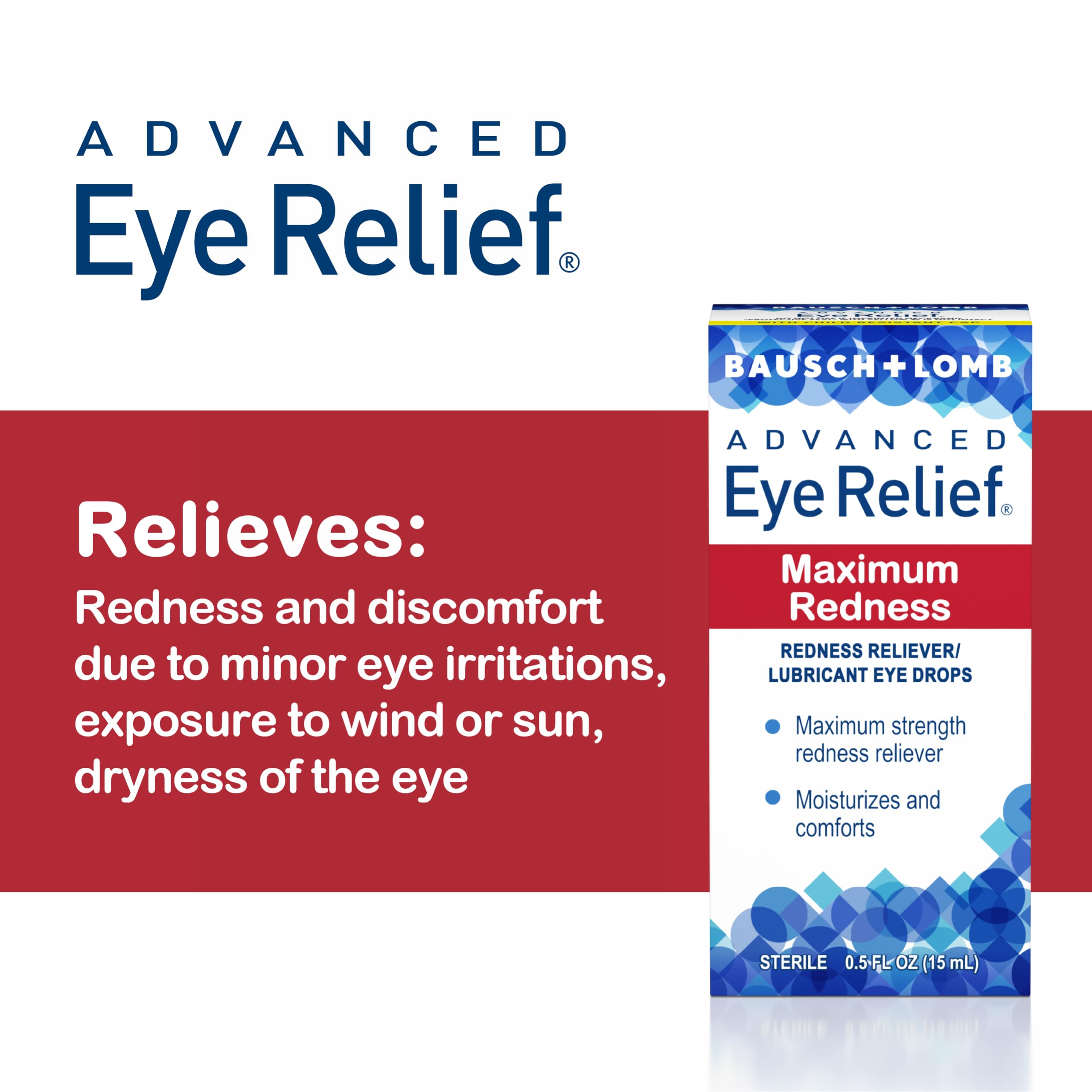 Bausch & Lomb Advanced Eye Relief Maximum Redness Reliver, 0.5 Fl Oz (Pack of 6)