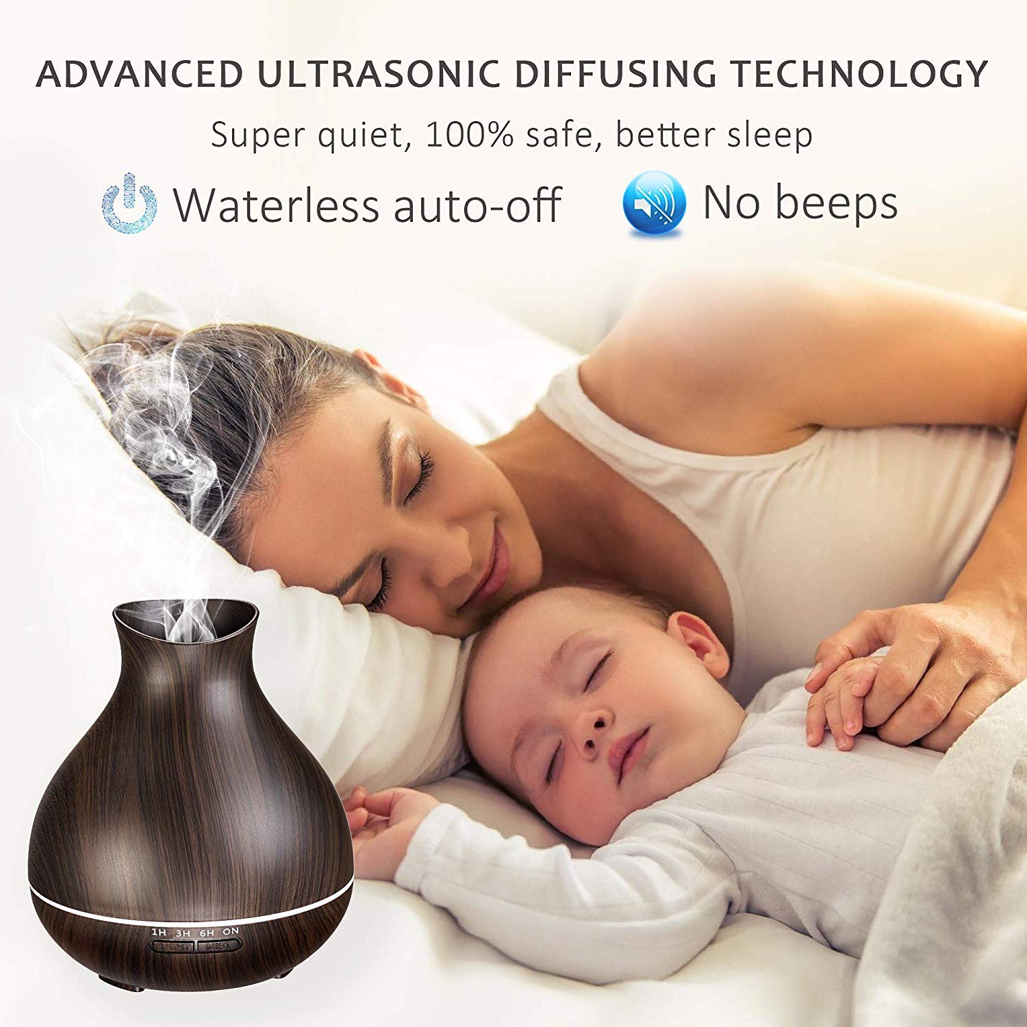 BZseed Aromatherapy Essential Oil Diffuser, 550ml Ultrasonic Fragrant Oil Large Room Humidifier, Diffusers for Home with Timer a