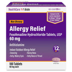 HealthCareAisle Allergy Relief - Fexofenadine Hydrochloride Tablets USP, 60 mg - 100 Tablets - Non-Drowsy Antihistamine, 12-Hour