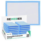 Remedies - Disposable Bed Pads 23 x 36 - 25 Count - Large Bed Pads for Incontinence - Seniors, Adults & Kids Chucks Pads - Adult