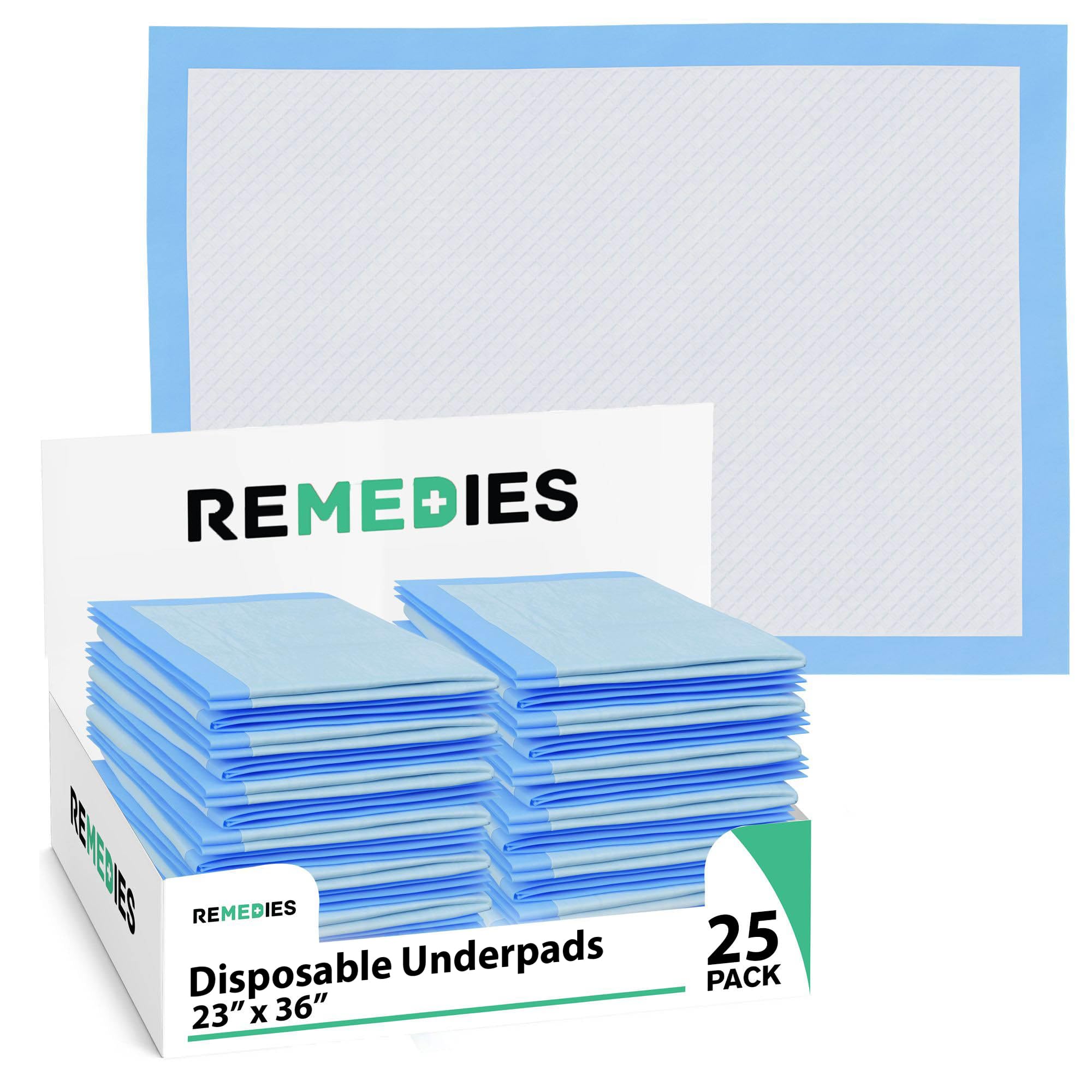 Remedies - Disposable Bed Pads 23 x 36 - 25 Count - Large Bed Pads for Incontinence - Seniors, Adults & Kids Chucks Pads - Adult