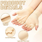 Yearntown 3 Pairs Elderly Skin Thin Protector Gloves Tone Fingerless Gloves Bruise Abrasion Protective to Cover Bruising(L,Skin