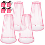 HESTYA 4 Pack Mosquito Net Face Mesh Net Protecting Net for Outdoor Hiking Camping Climbing Mosquito Fly Insects Preventing(Pink