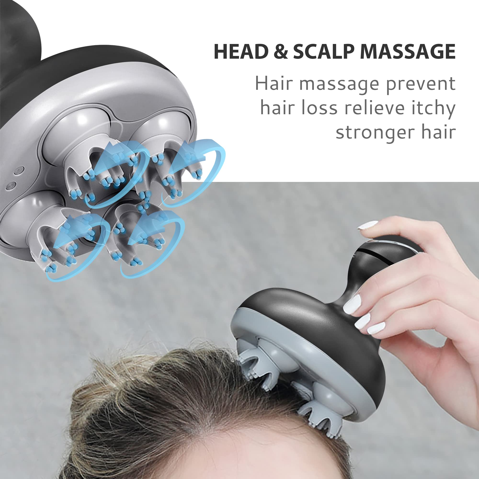COMFIER Electric Scalp Massager, Waterproof Head Massager with Mutlti-Modes Vibration, Handheld Portable Head Scratcher for Hair