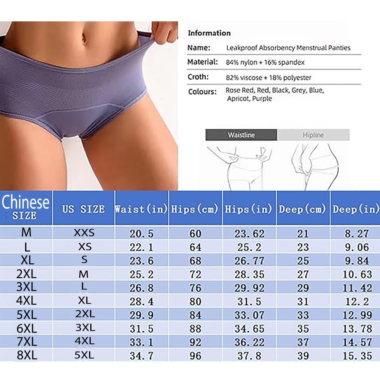 biqozi Panties for Women Over 60 70, Leakproof Ladies Underwear, Ladies Comfortable Leak Proof Incontinence Panties(#06,5X-Large