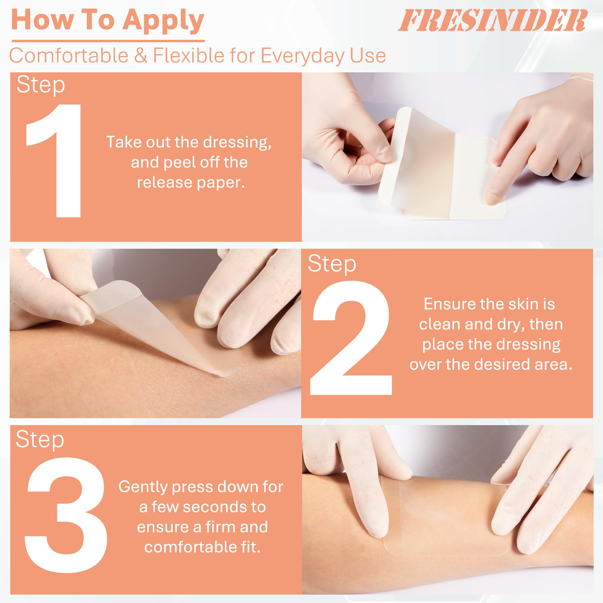 FRESINIDER Hydrocolloid Wound Dressing 4 x 4 - 10 Pack Ultra Thin Self-Adhesive Bandages for Wound Care, Bed Sores, Acne, Bliste