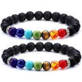 Simply Vedic Chakra Bracelet With Natural Gemstones & Lava Stones For Energy Balancing Emotional Healing Focus Enhancement Stres