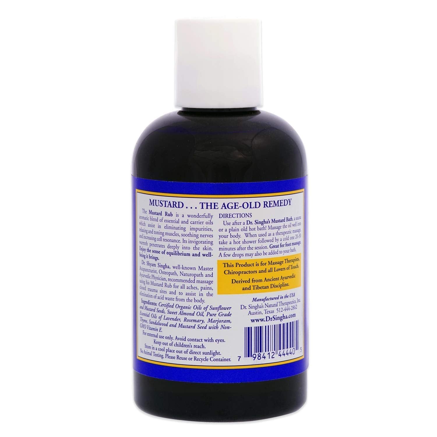 Dr. Singhas Mustard Rub, Therapeutic Body Massage Oil - with Best Essential Oils for Sore Muscles & Stiff Muscle Relief (6 Ounc