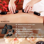Hprampi 18Pcs Hot Rocks Massage Stones with Heater Kit, Profesional Basalt Stones for Massage, Portable Hot Stone Kit for Relaxi